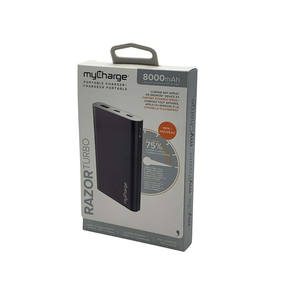 myCharge RazorMax 8,000 mAh Portable Charger Gunmetal